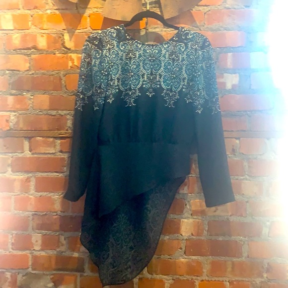 BCBG Maxazira Eugenie Scroll-Print Top - XXS - Picture 1 of 4